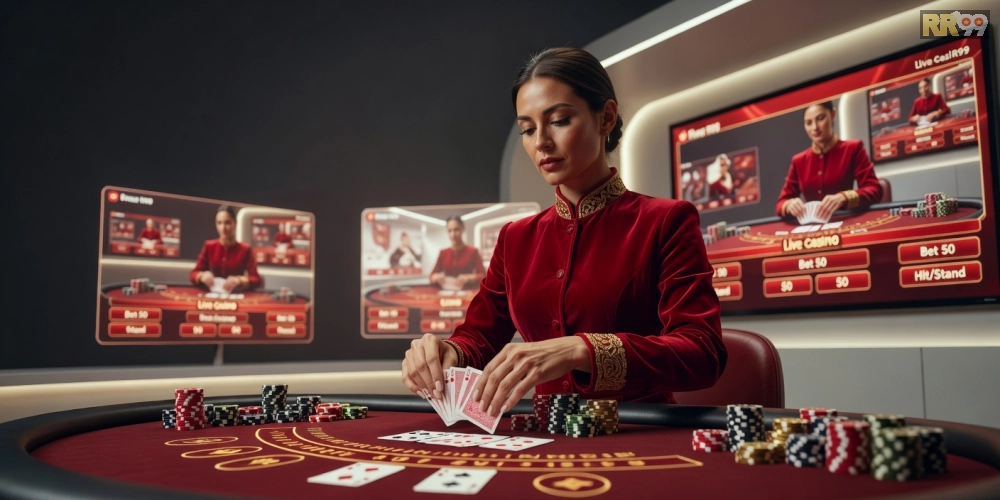 Hình minh họa khái niệm trực tiếp casino rr99 với dealer chuyên nghiệp và giao diện hiện đại.