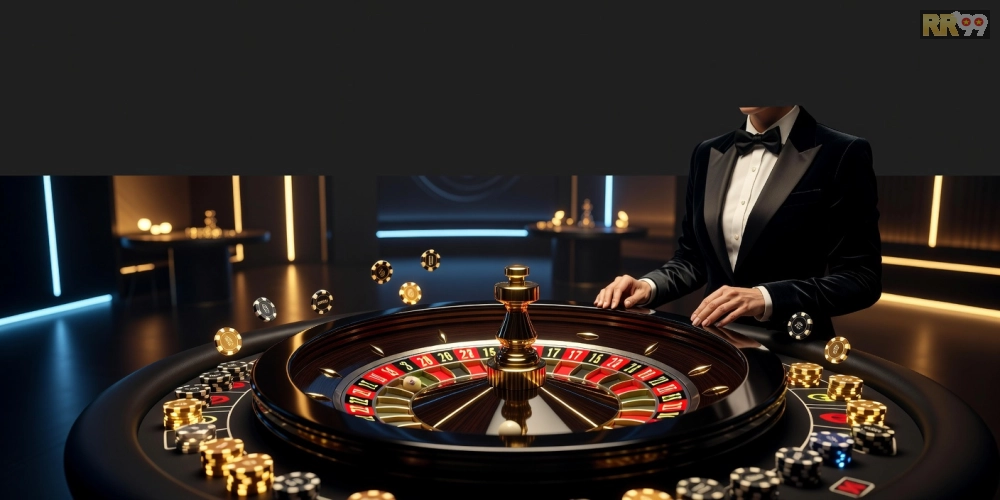 Hình ảnh ván roulette trực tiếp trên nền tảng RR99 với bánh xe quay sống động.